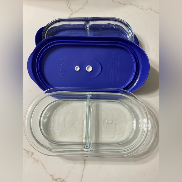 PYREX 2Set Divided Glass Containers w/ Lid - Picture 5 of 6